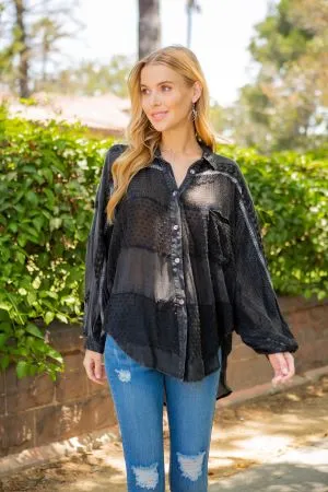 60s Style Patchwork Button-down Blouse