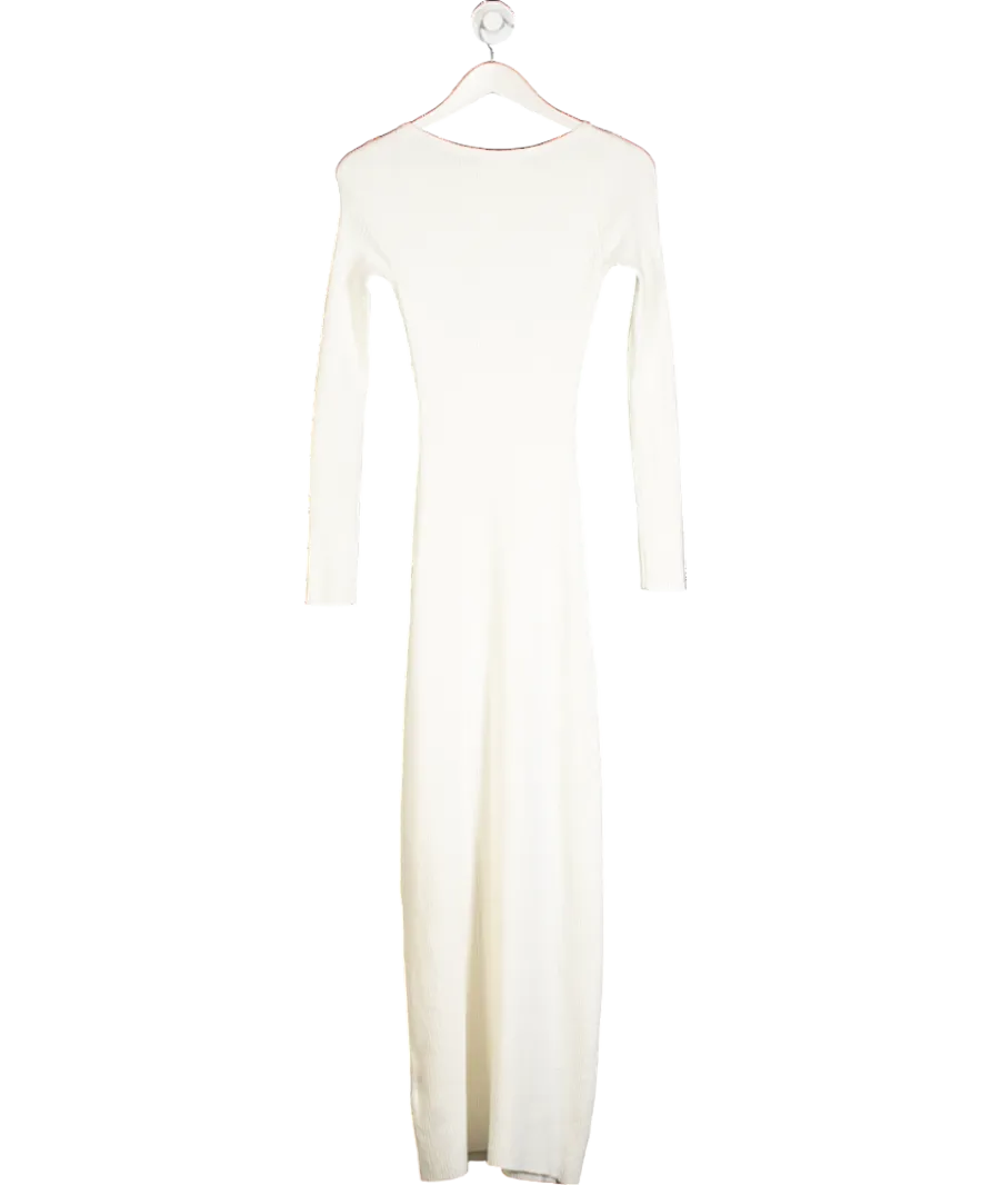 Abercrombie & Fitch Cream Long Sleeve Button Down Knitted Maxi Dress UK XS