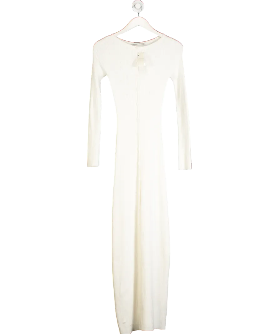 Abercrombie & Fitch Cream Long Sleeve Button Down Knitted Maxi Dress UK XS