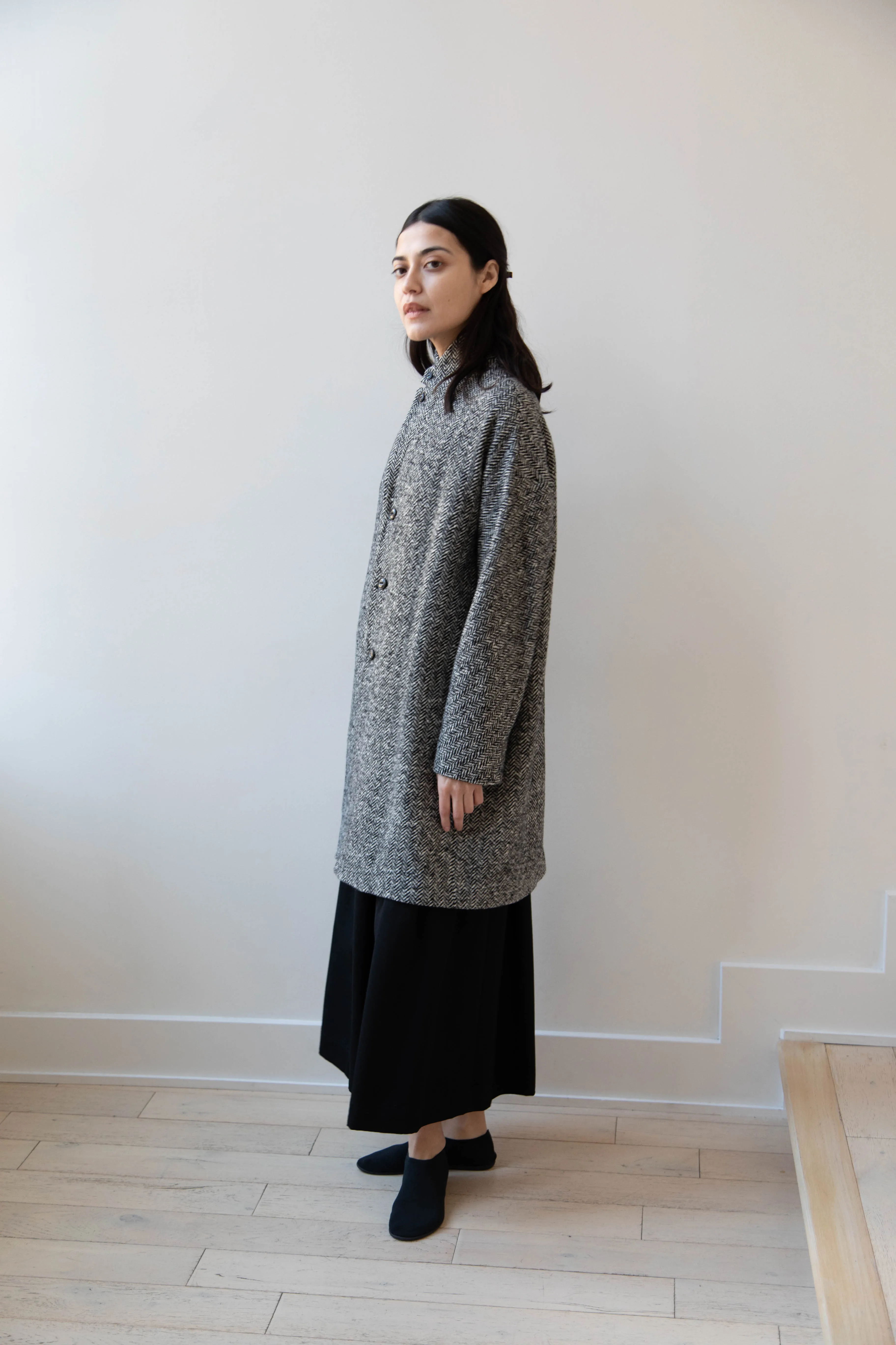 Arts & Science | Grandpa City Coat in Black Herringbone