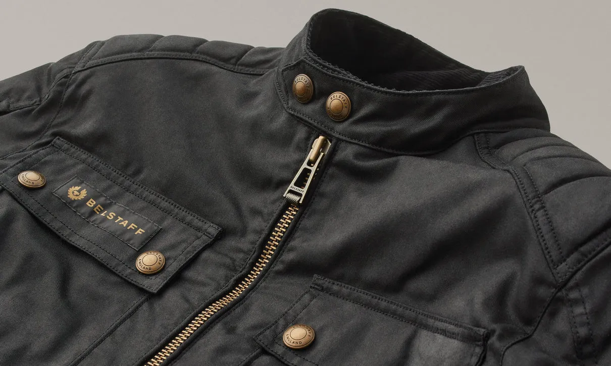 BELSTAFF ROBERTS WAXED COTTON VENTED MOTORCYCLE JACKET - BLACK