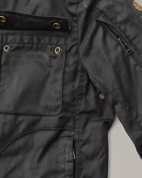 BELSTAFF ROBERTS WAXED COTTON VENTED MOTORCYCLE JACKET - BLACK