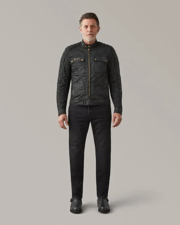 BELSTAFF ROBERTS WAXED COTTON VENTED MOTORCYCLE JACKET - BLACK