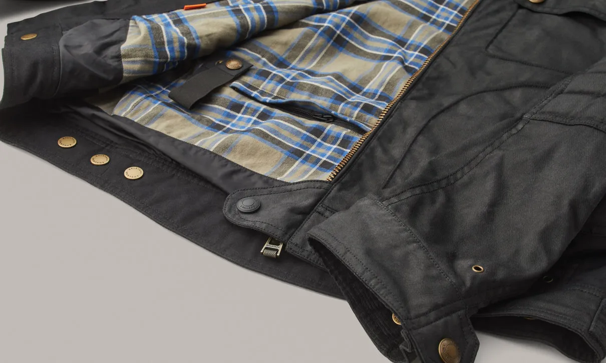 BELSTAFF ROBERTS WAXED COTTON VENTED MOTORCYCLE JACKET - BLACK