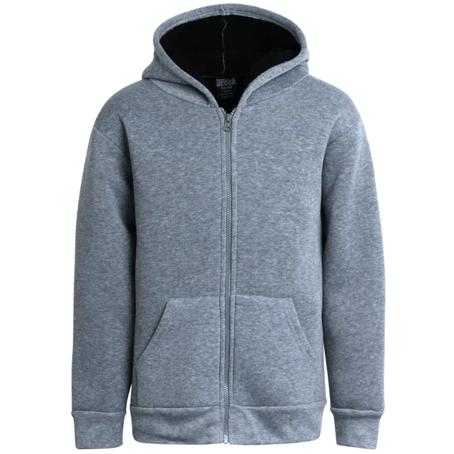 Boys Sweatshirt – Heavyweight Sherpa Fleece Lined Zip Hoodie Sweatshirt (Size: 8-18) - ZB138