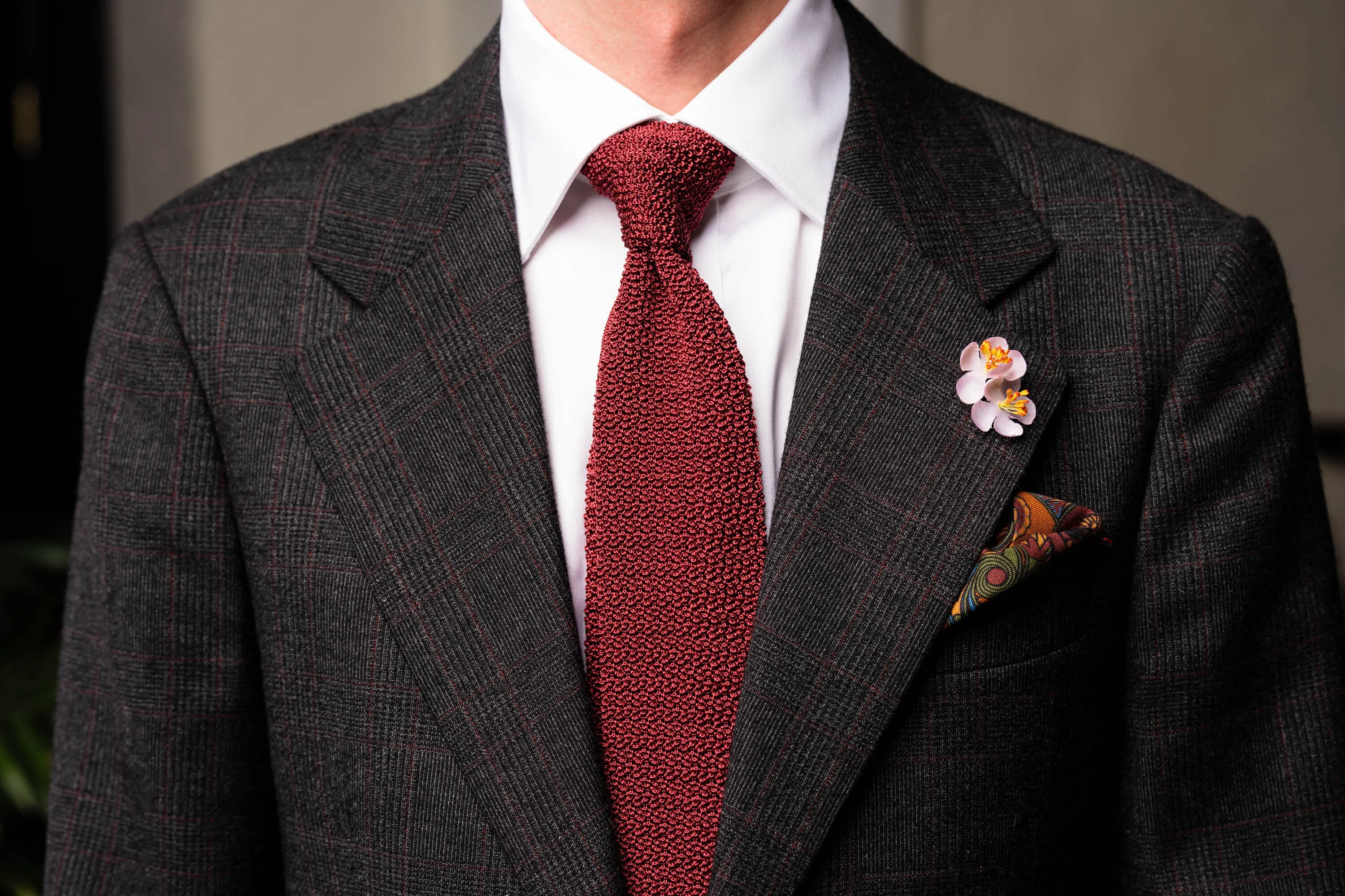 Burgundy Silk Knit Tie