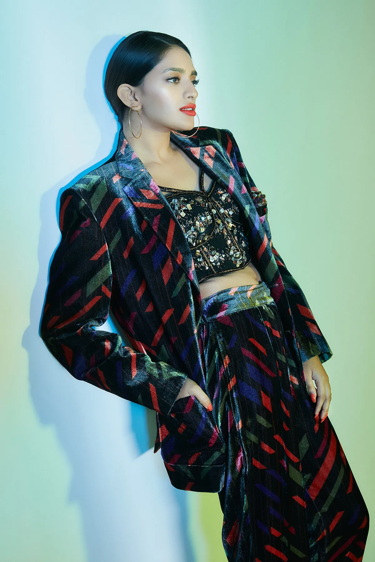 Charcoal Black and Multicolor Parallel Pants
