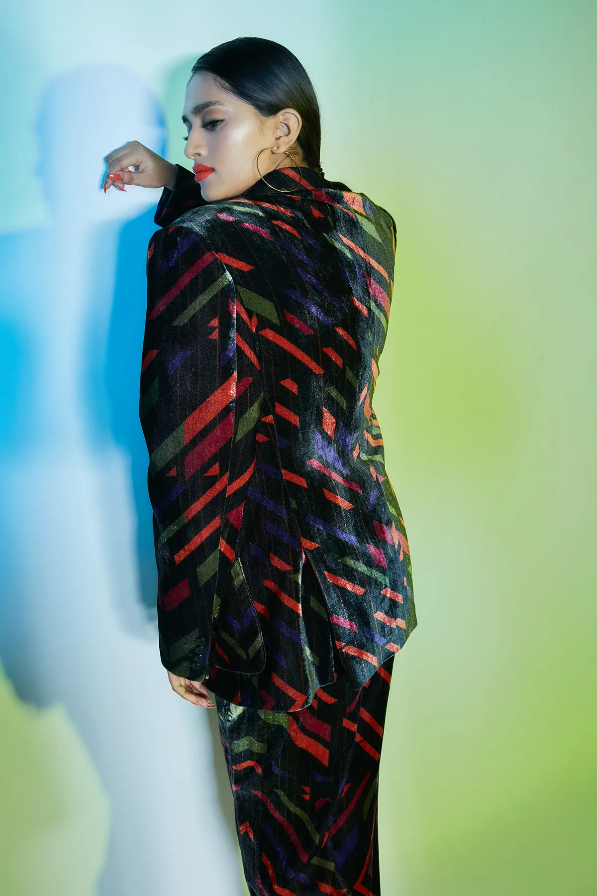 Charcoal Black and Multicolor Parallel Pants