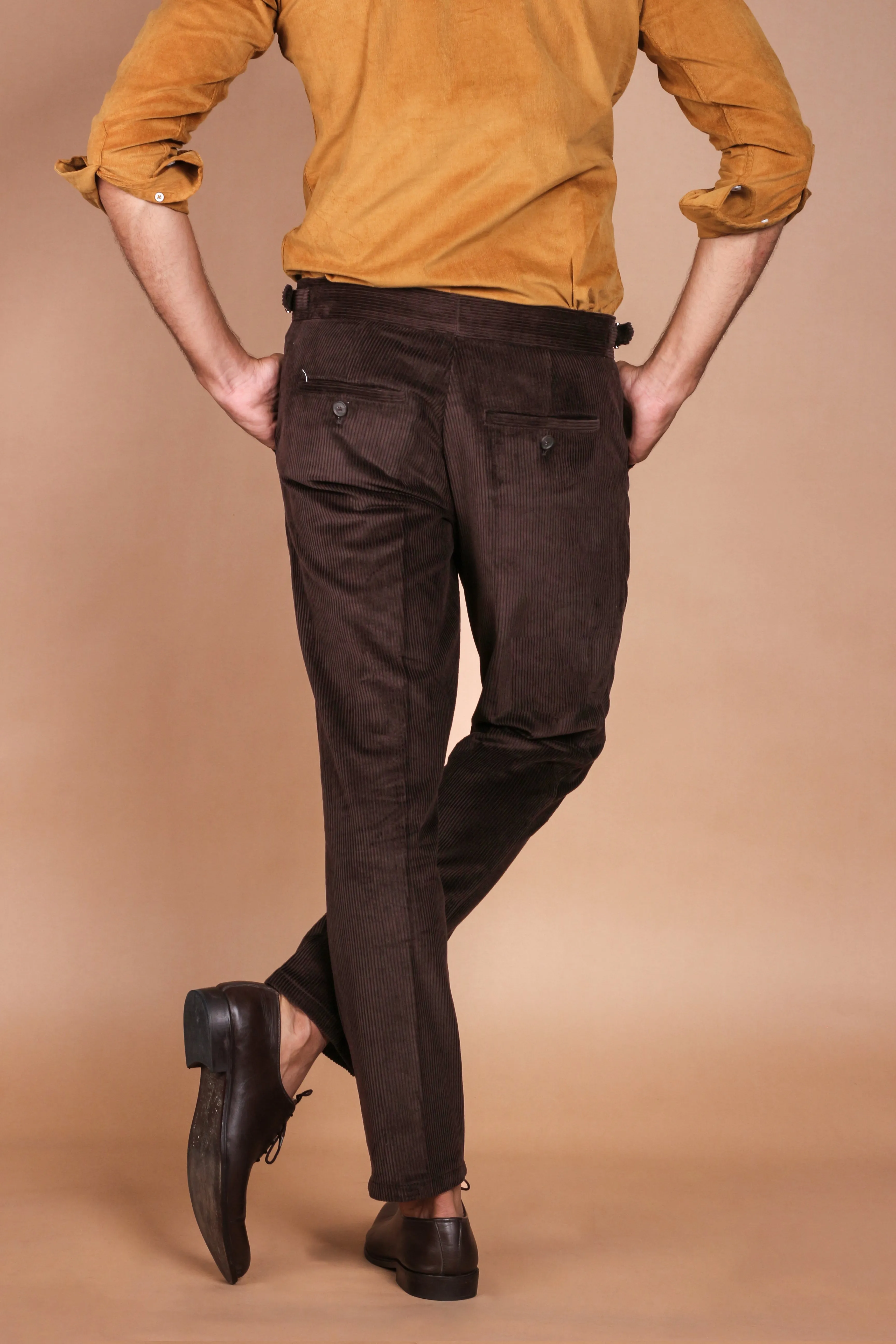 Chocolate Brown Wide Wale Corduroy Trousers
