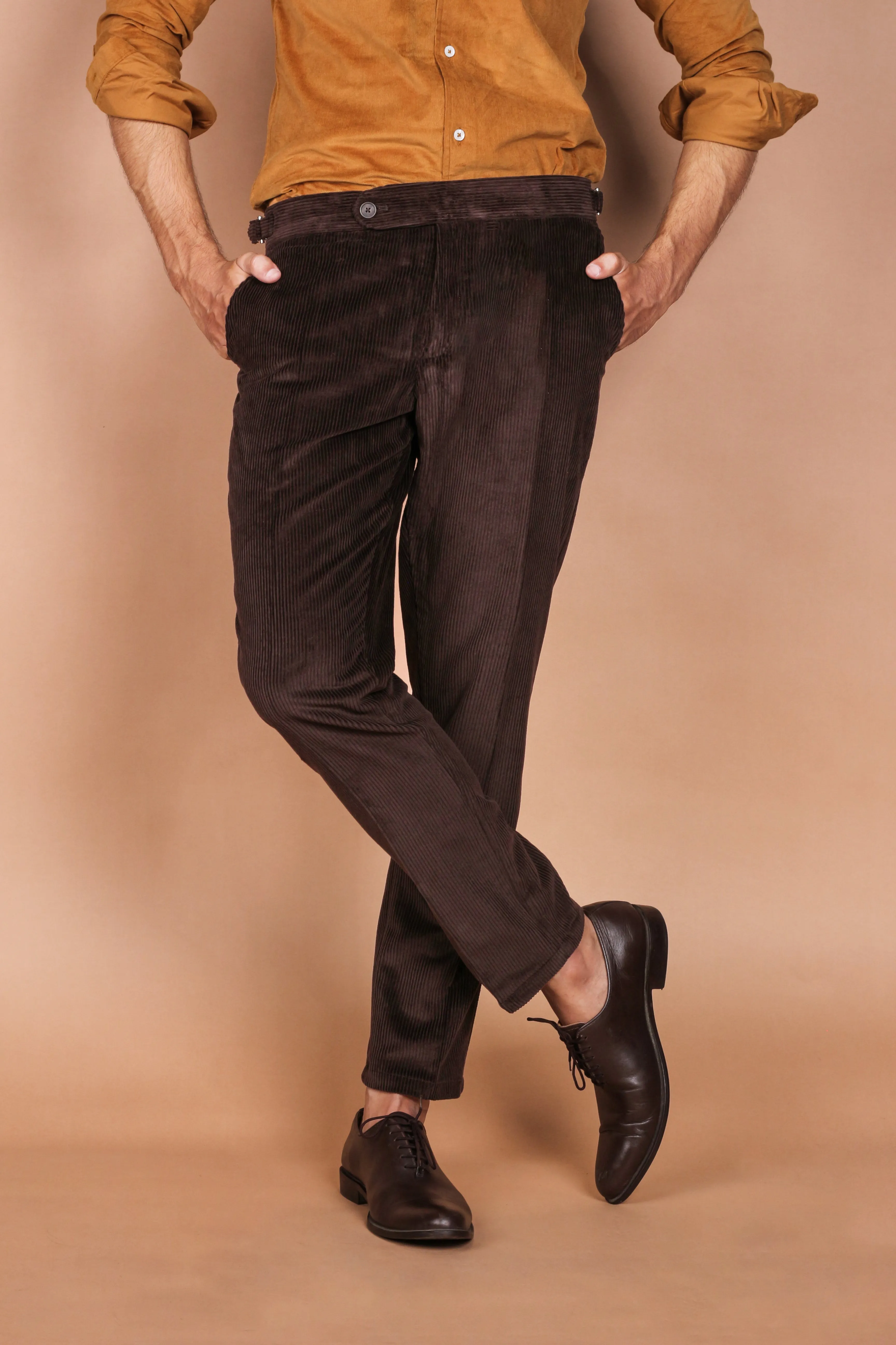 Chocolate Brown Wide Wale Corduroy Trousers