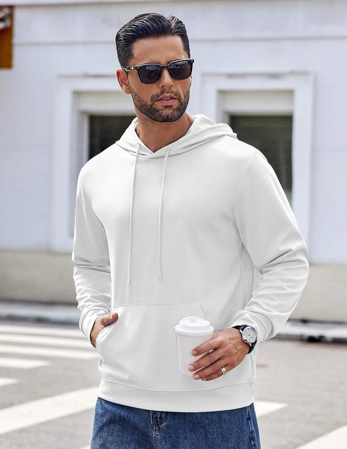 COOFANDY Men's Hoodie Long Sleeve Hooded Pullover Casual Fashion Sweatshirts Drawstring Gym Hooded with Kanga Pocket