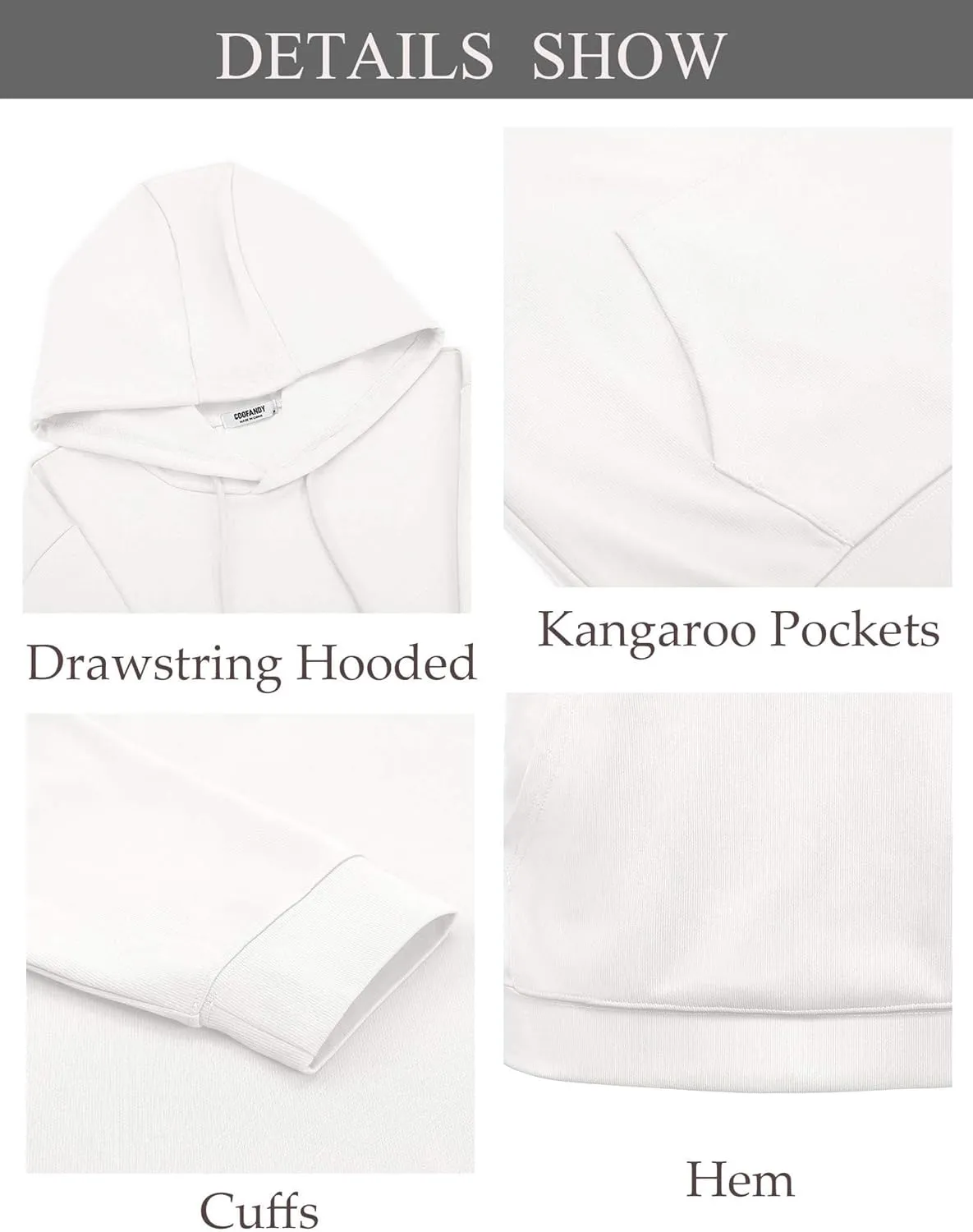 COOFANDY Men's Hoodie Long Sleeve Hooded Pullover Casual Fashion Sweatshirts Drawstring Gym Hooded with Kanga Pocket