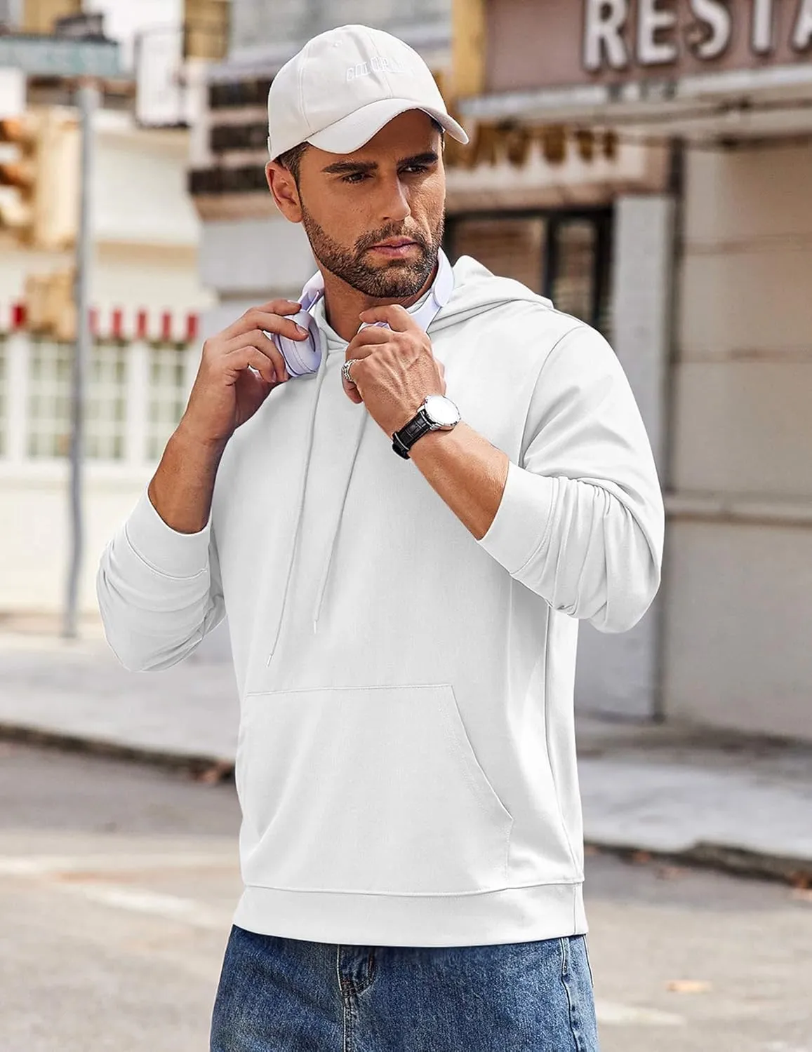 COOFANDY Men's Hoodie Long Sleeve Hooded Pullover Casual Fashion Sweatshirts Drawstring Gym Hooded with Kanga Pocket