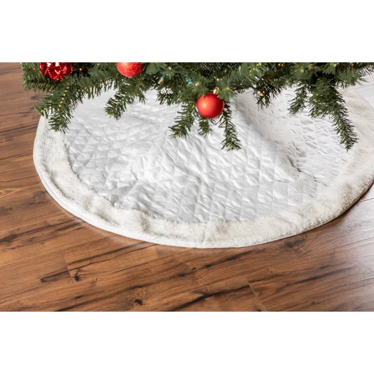 Cream Diamond Quilted Holiday Tree Skirt