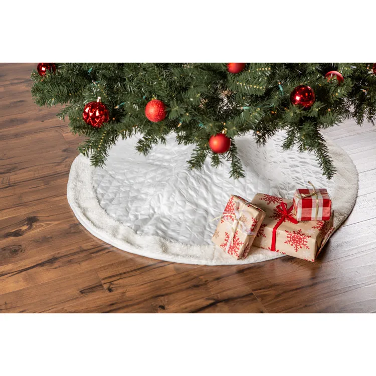 Cream Diamond Quilted Holiday Tree Skirt
