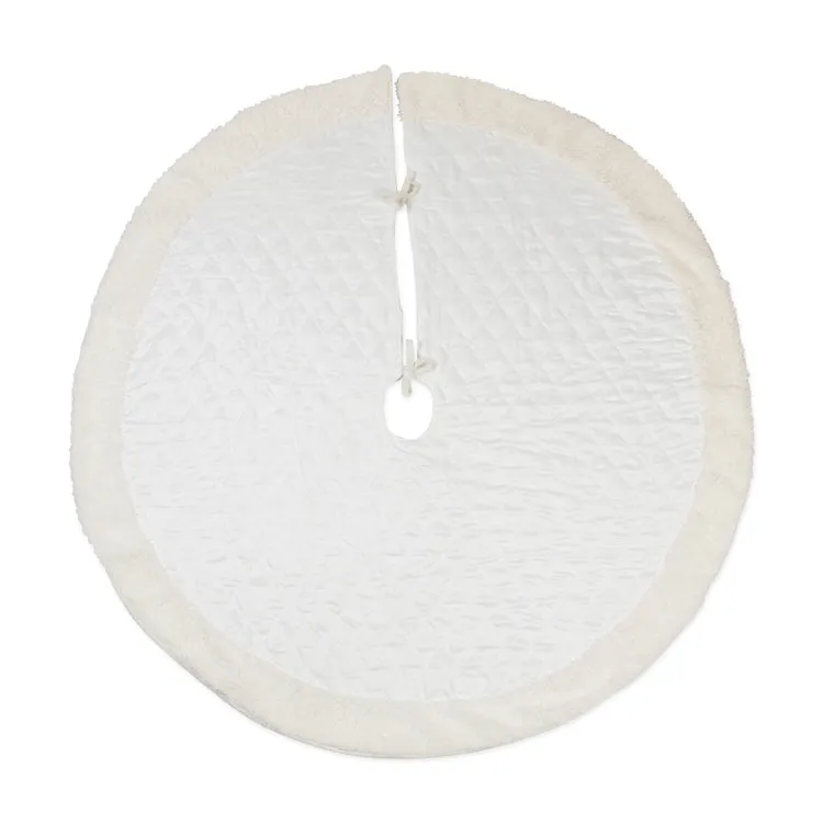 Cream Diamond Quilted Holiday Tree Skirt