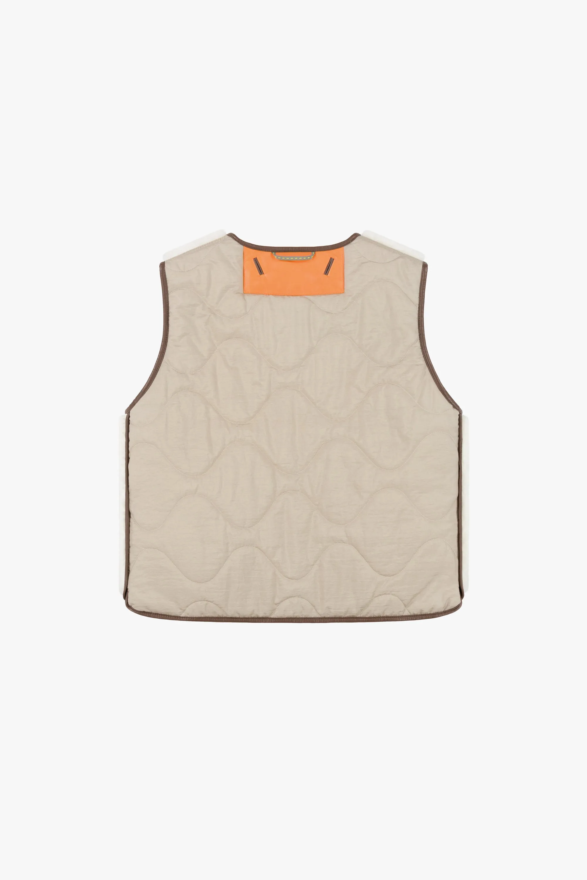 Cropped Aviator Shearling Vest - Chocolate / Natural
