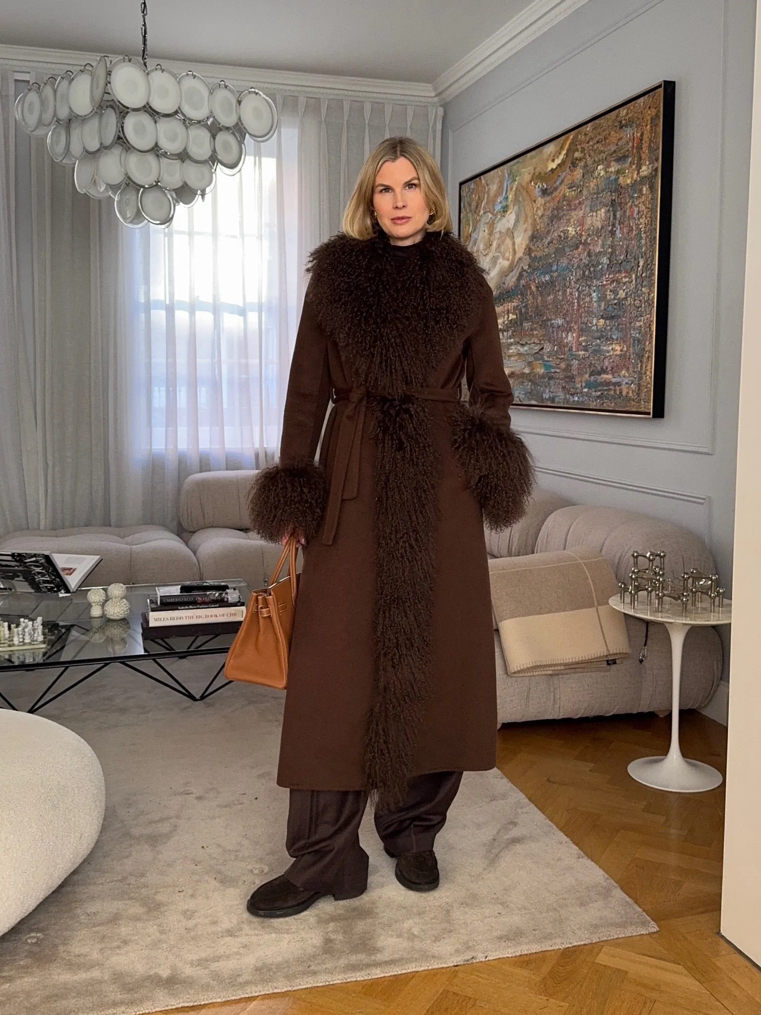 DUCIE London Brown Lola Mongolian Jacket UK S