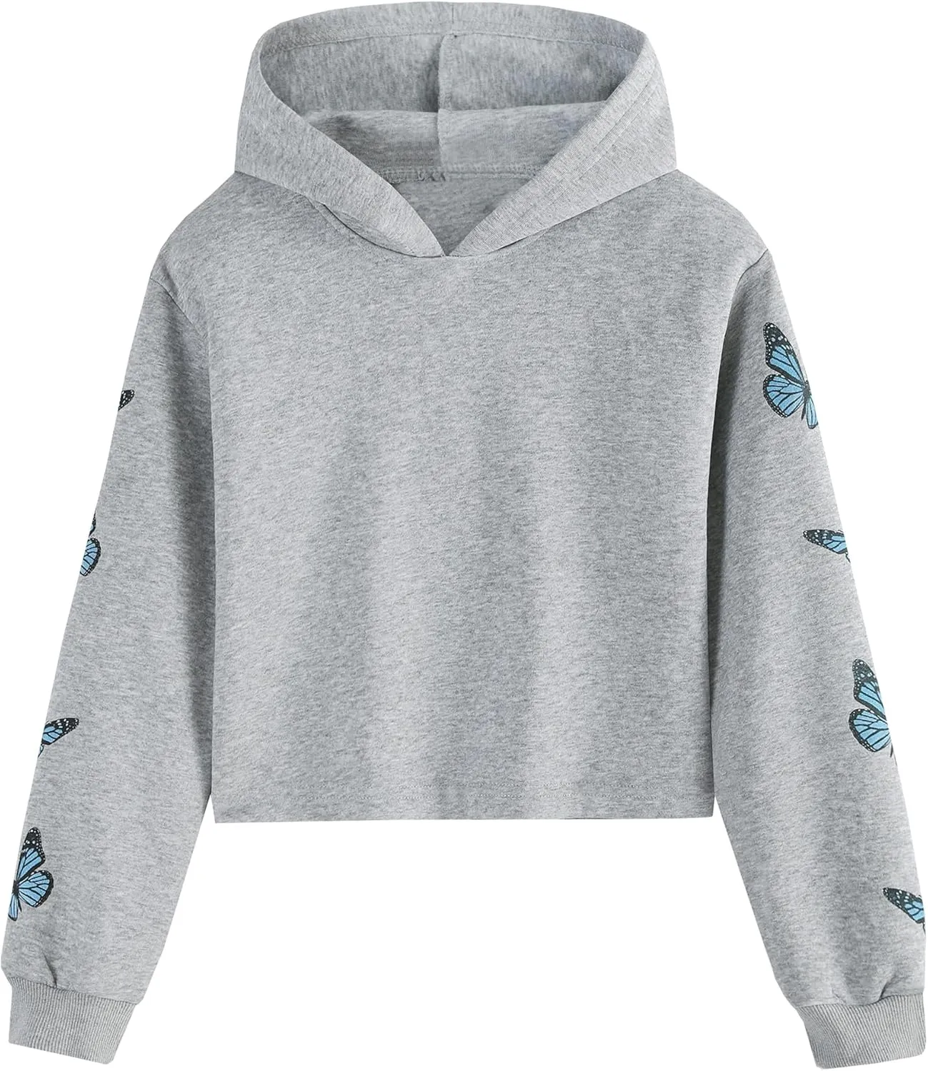 EXARUS Girls Sweatshirts Oversized/Crop Graphic Hoodie Letter Print Crew Neck Pullover Long Sleeve Casual School Kids
