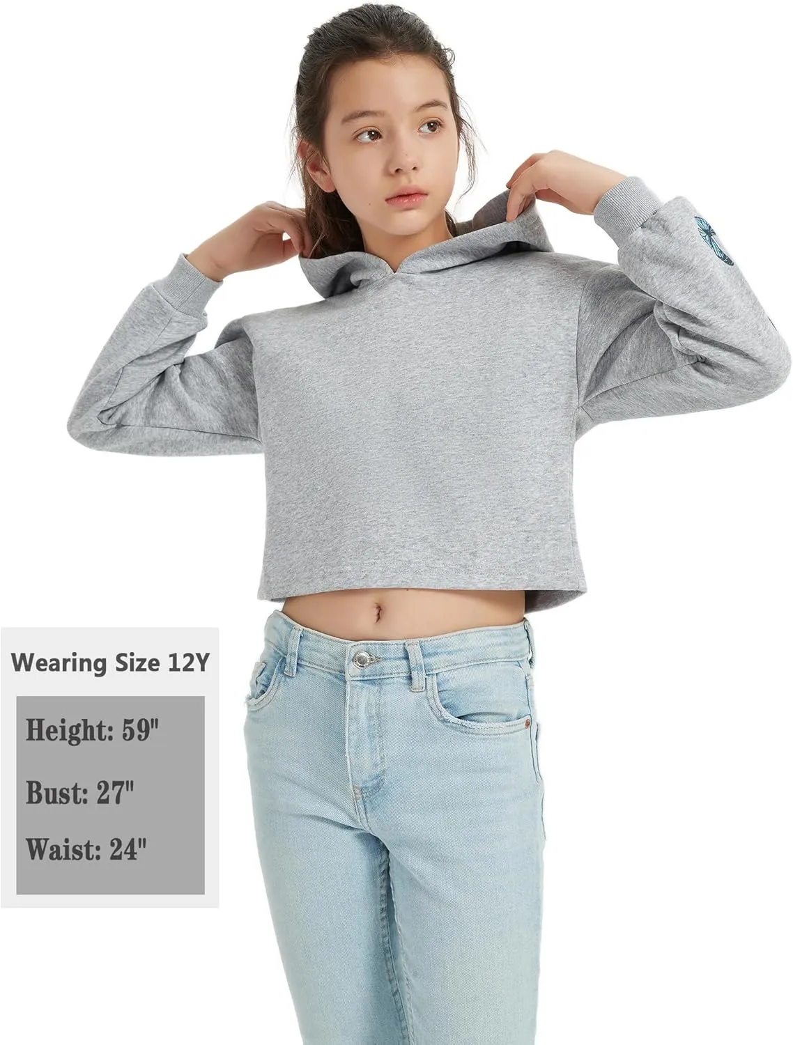 EXARUS Girls Sweatshirts Oversized/Crop Graphic Hoodie Letter Print Crew Neck Pullover Long Sleeve Casual School Kids