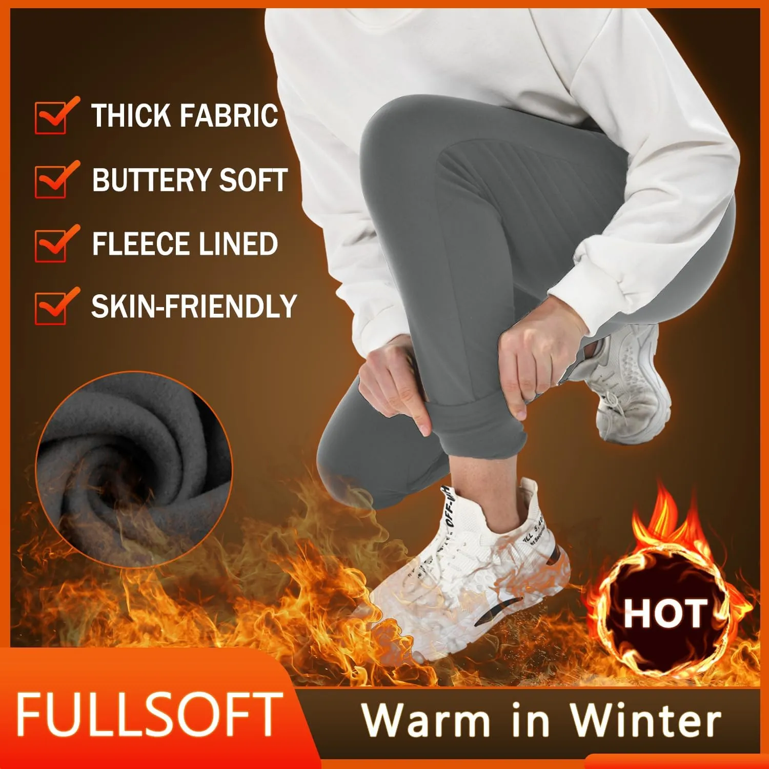 FULLSOFT Fleece Lined Sweatpants for Women-Women's Thermal Joggers with Pockets Lounge Leggings for Workout Running Winter