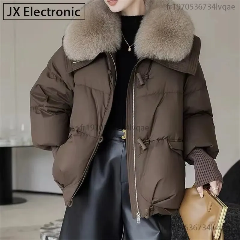 Fusion Stylish Winter Womens Warm Coat New Thicken Fur Collar Jacket Short down Cotton Casual Wear