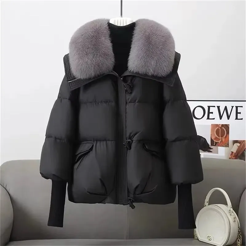 Fusion Stylish Winter Womens Warm Coat New Thicken Fur Collar Jacket Short down Cotton Casual Wear