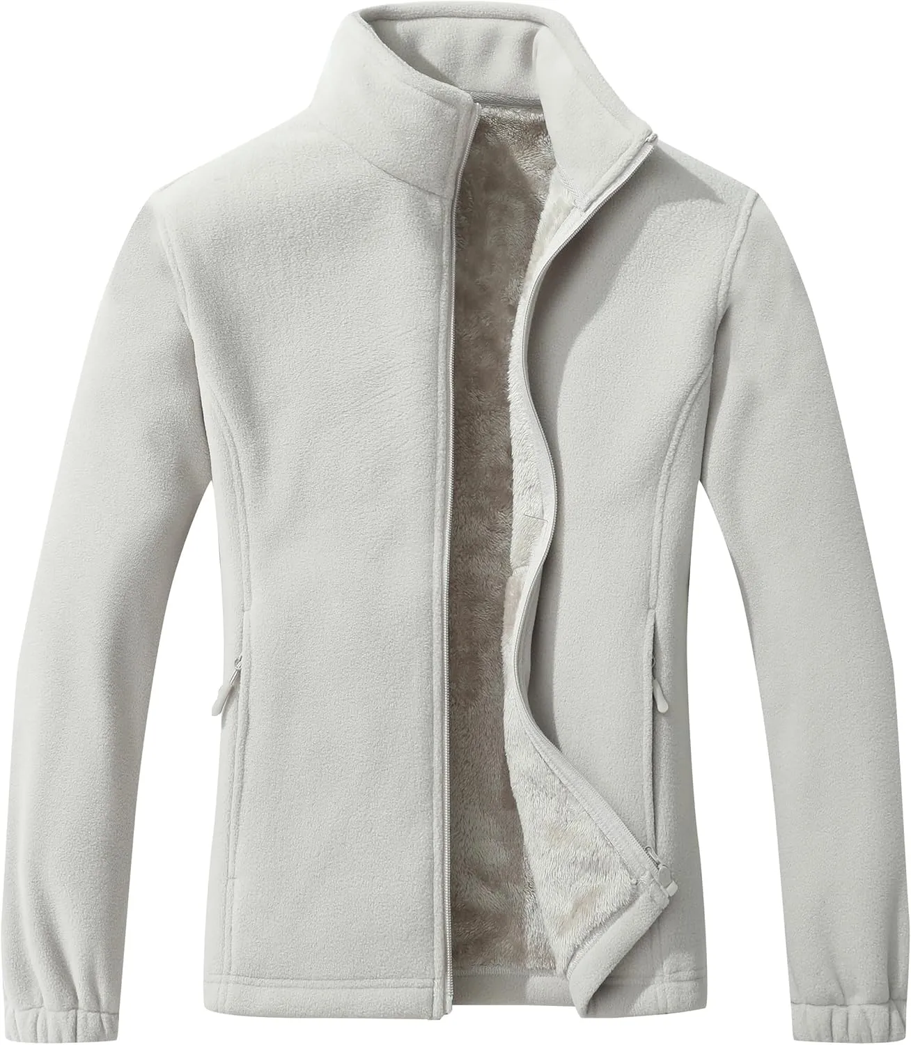 GIMECEN Women's Full Zip Polar Soft Fleece Jacket Warm Winter Coat With Zipper Pockets Long Sleeve Thickened Outerwear