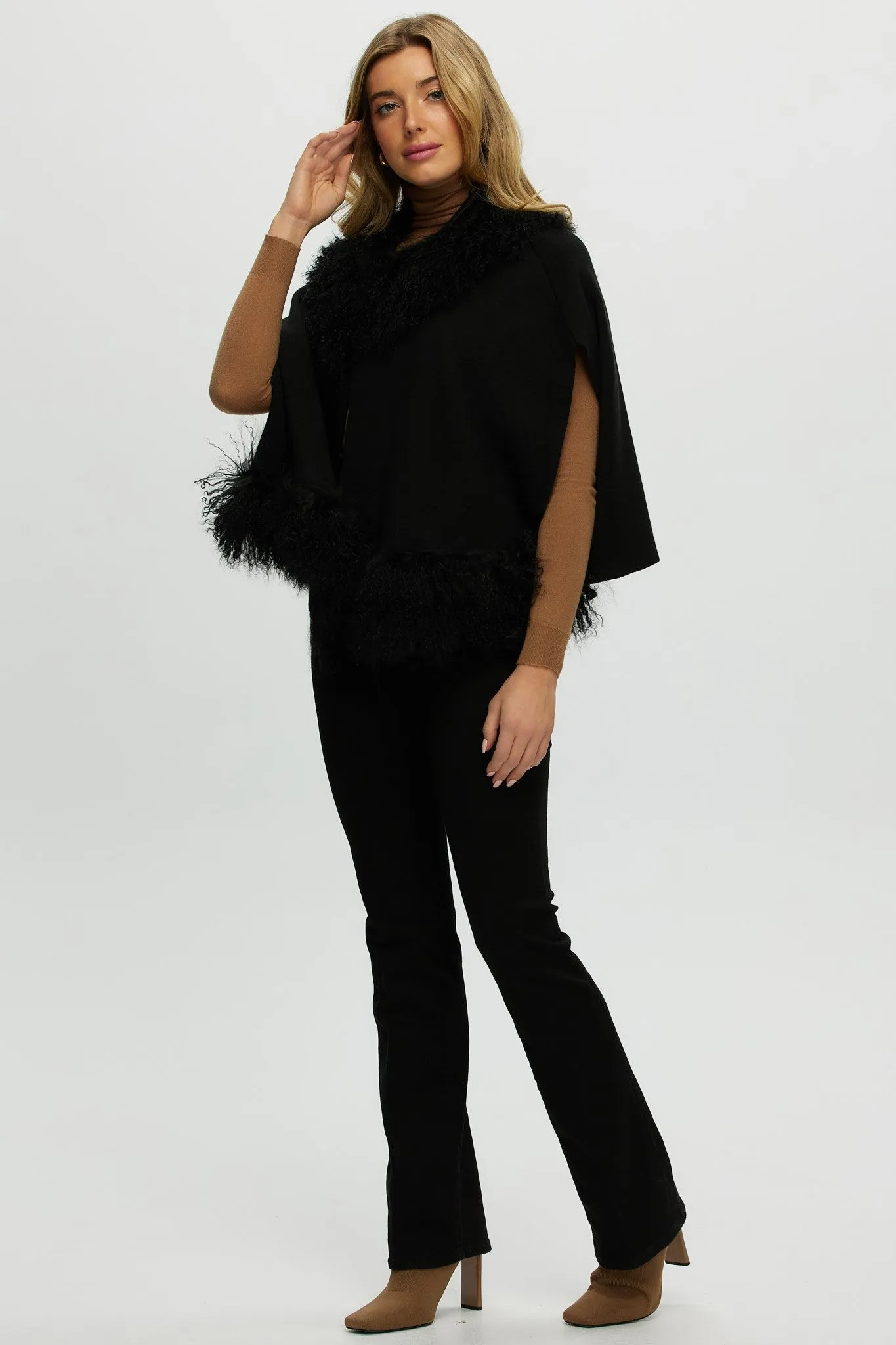 Knit Vest With Mongolian (Tg) Shearling Lamb Trim