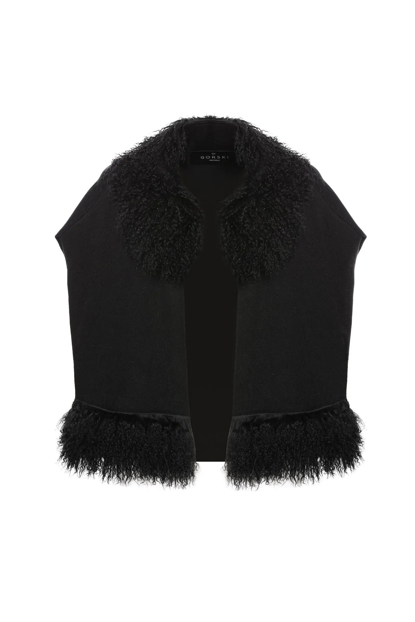 Knit Vest With Mongolian (Tg) Shearling Lamb Trim