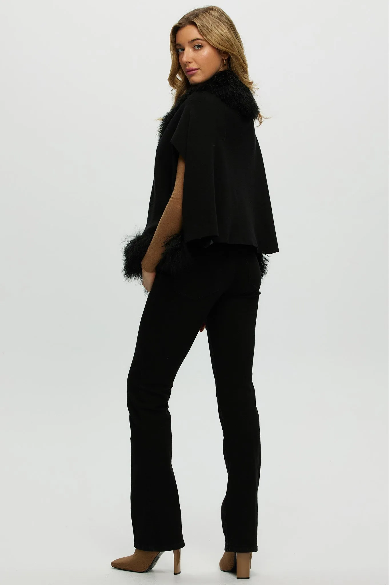 Knit Vest With Mongolian (Tg) Shearling Lamb Trim