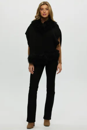 Knit Vest With Mongolian (Tg) Shearling Lamb Trim