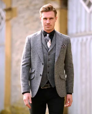 London tweed blazer, Harris Tweed, antracitgrå melange