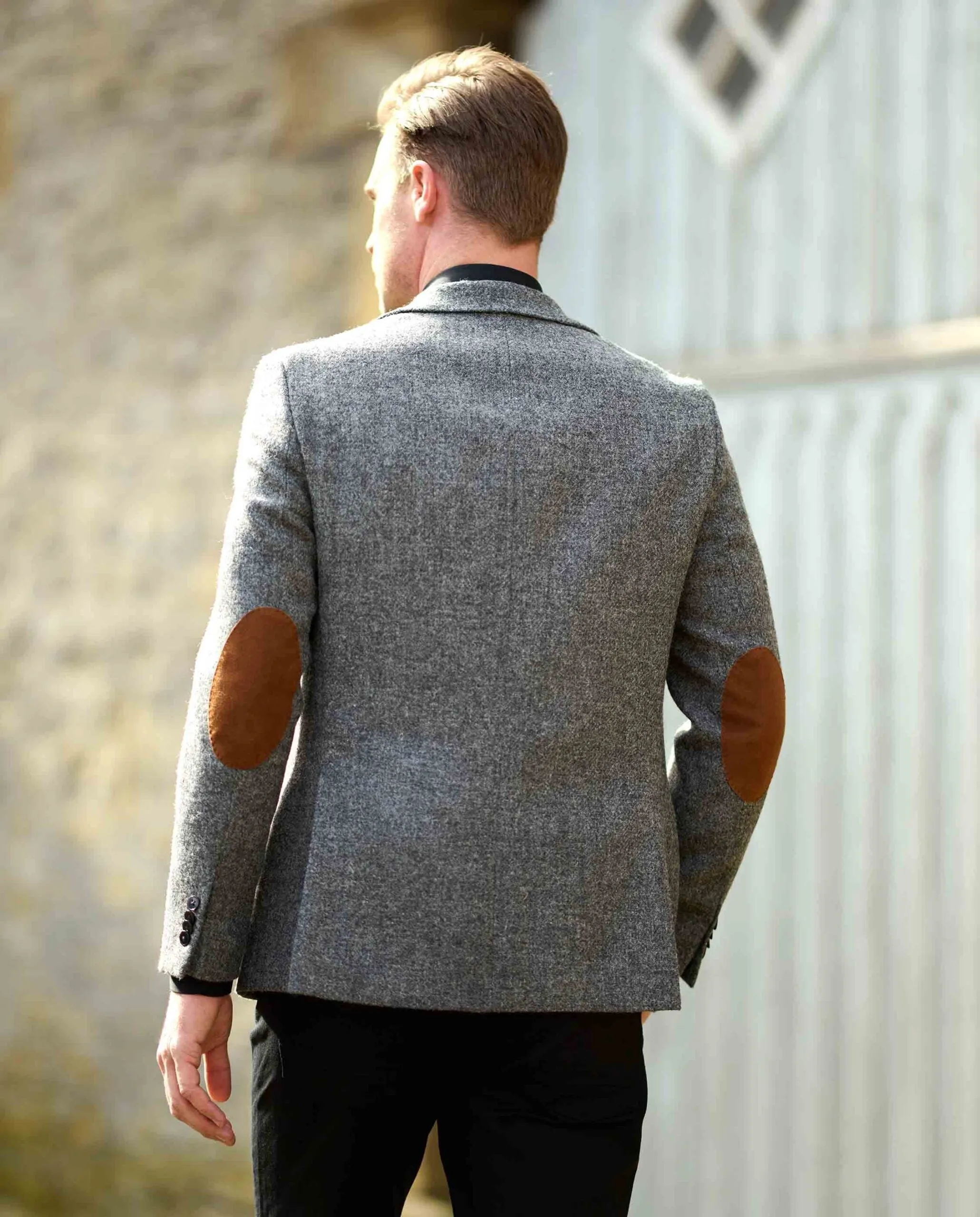 London tweed blazer, Harris Tweed, antracitgrå melange