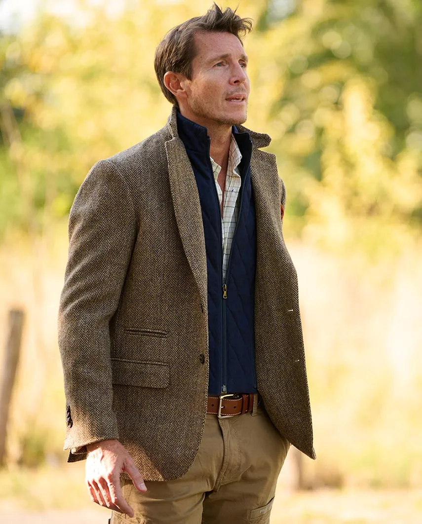 London tweed blazer, Harris Tweed, country herringbone