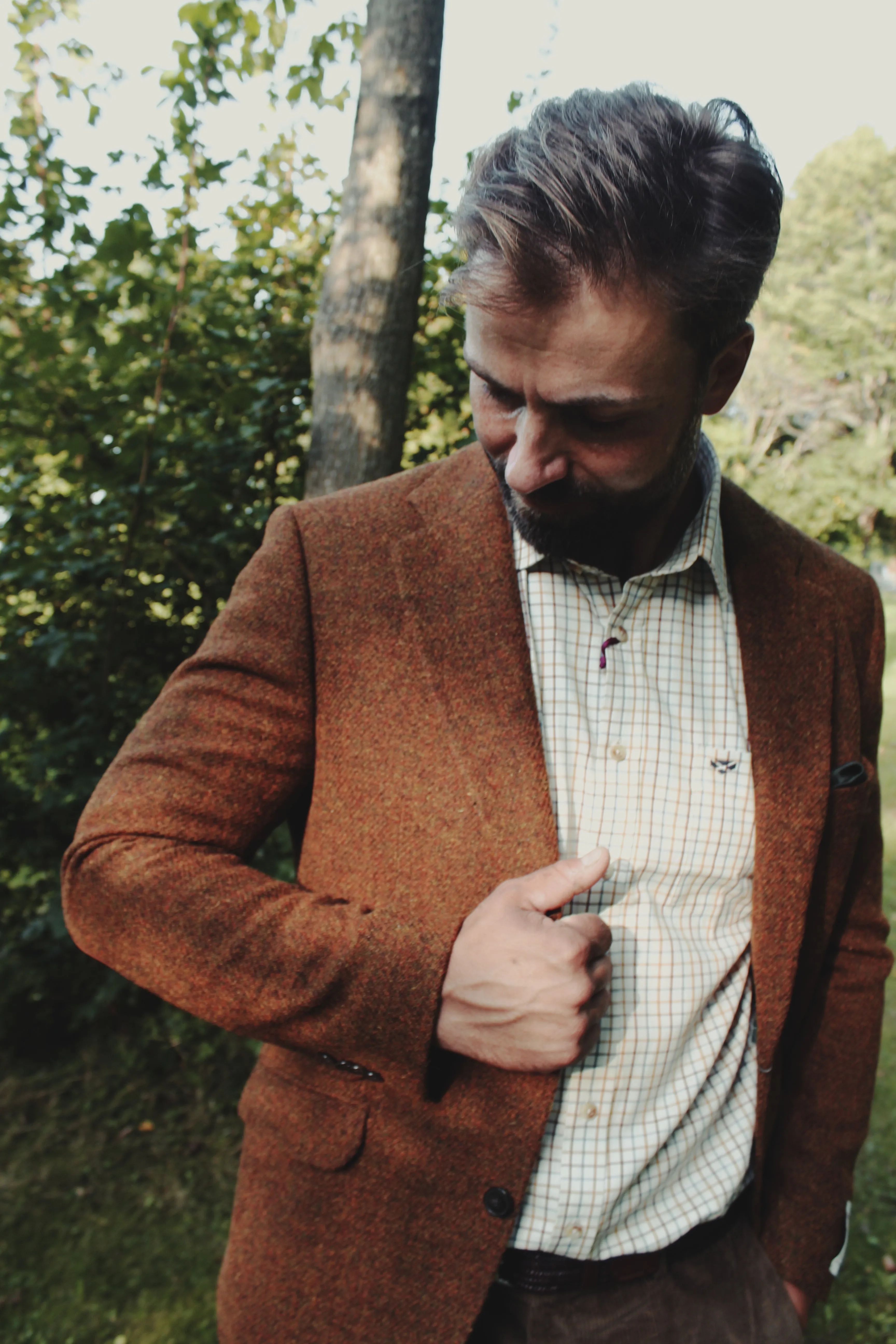 London tweed blazer, Harris Tweed, rust brun