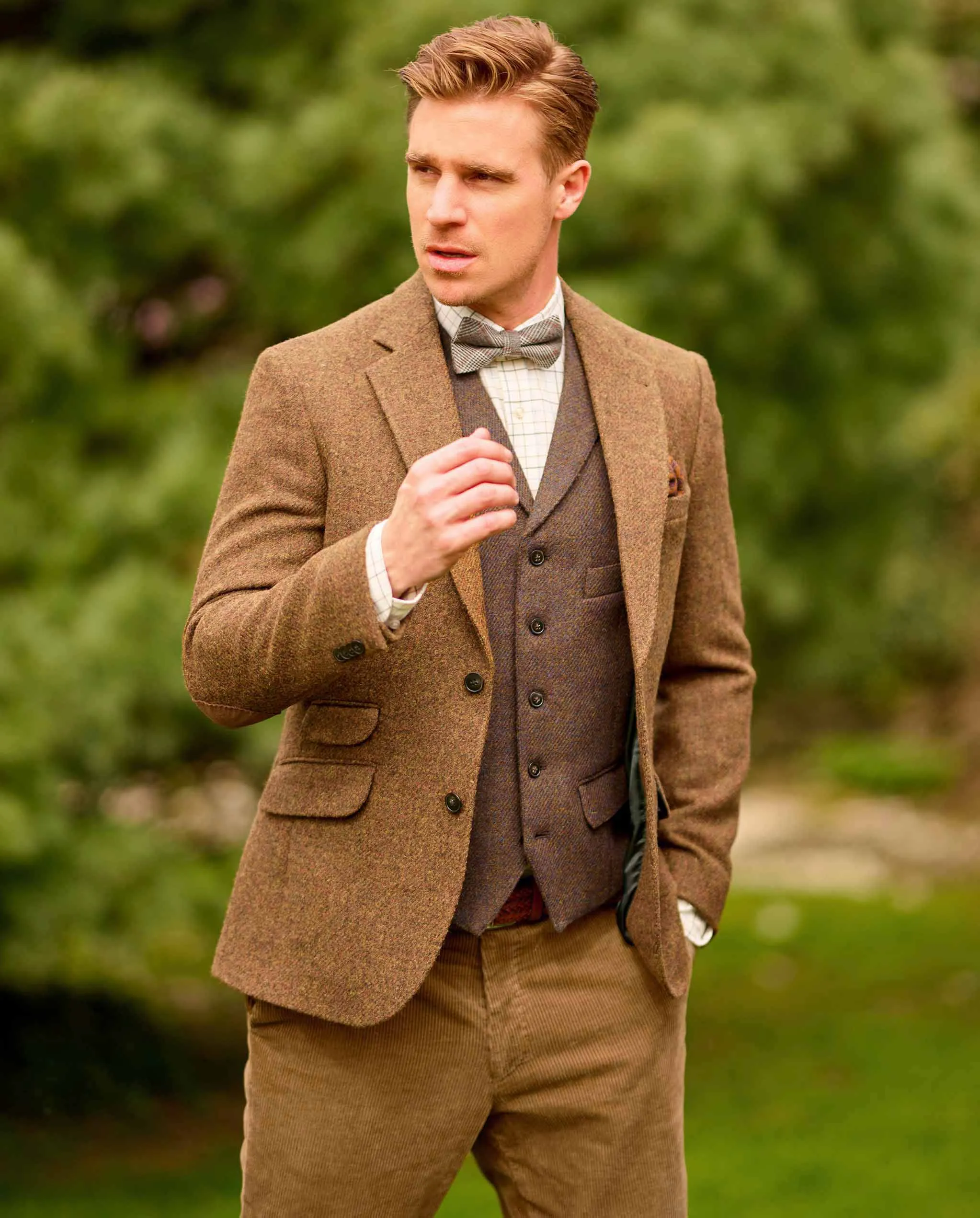 London tweed blazer, Harris Tweed, rust brun