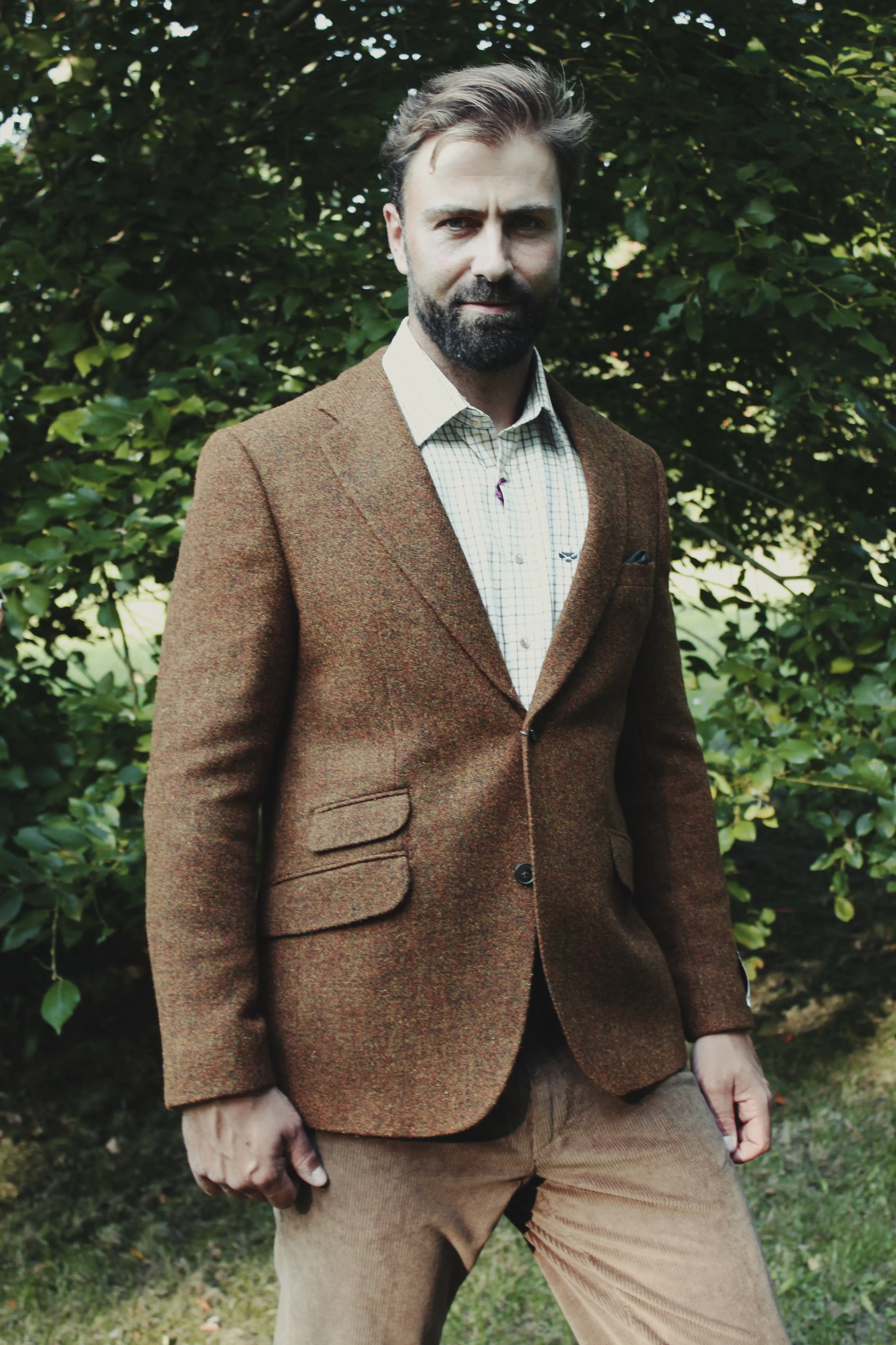 London tweed blazer, Harris Tweed, rust brun