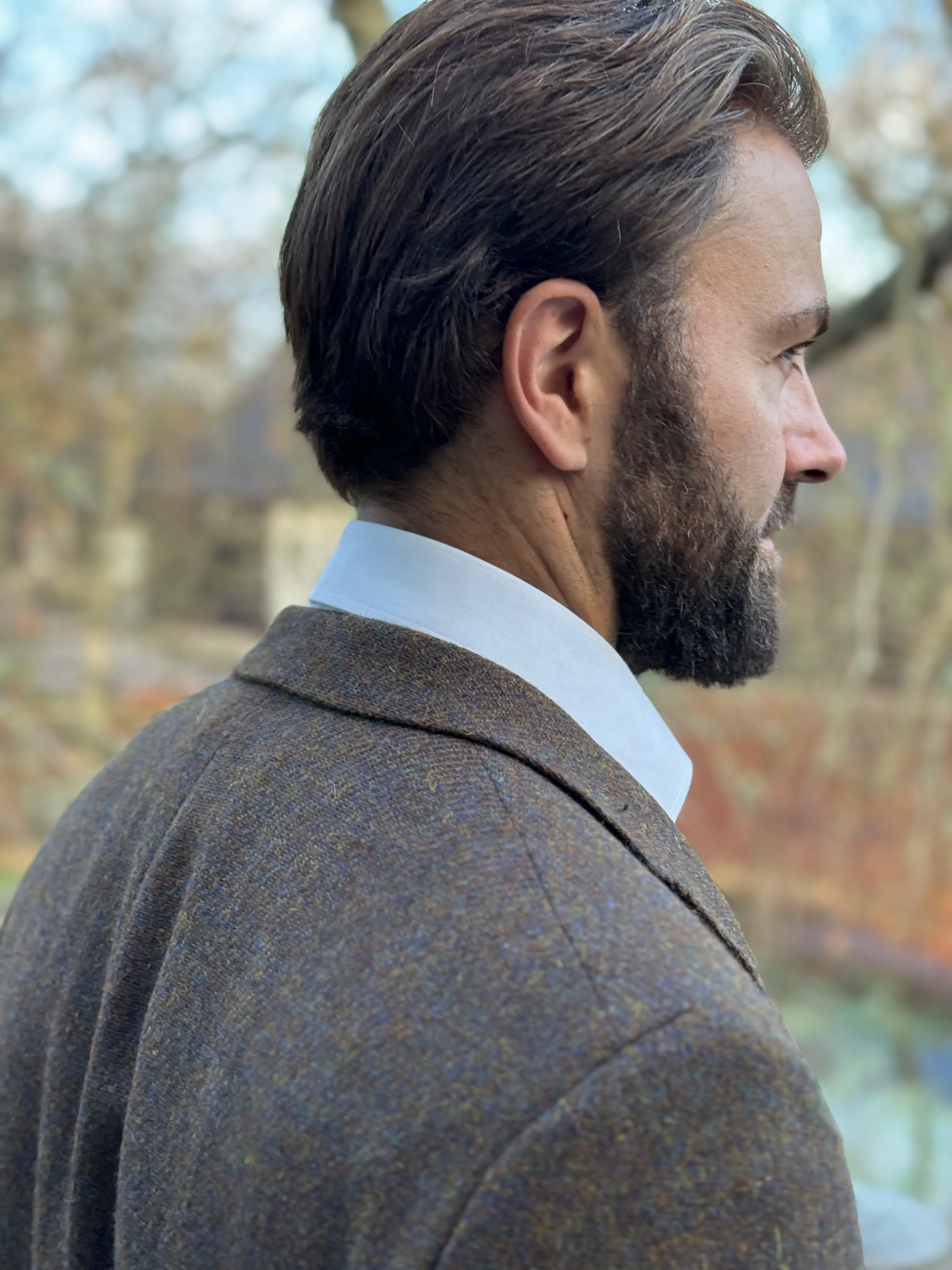 London tweed blazer, Harris Tweed, tweed shadow melange