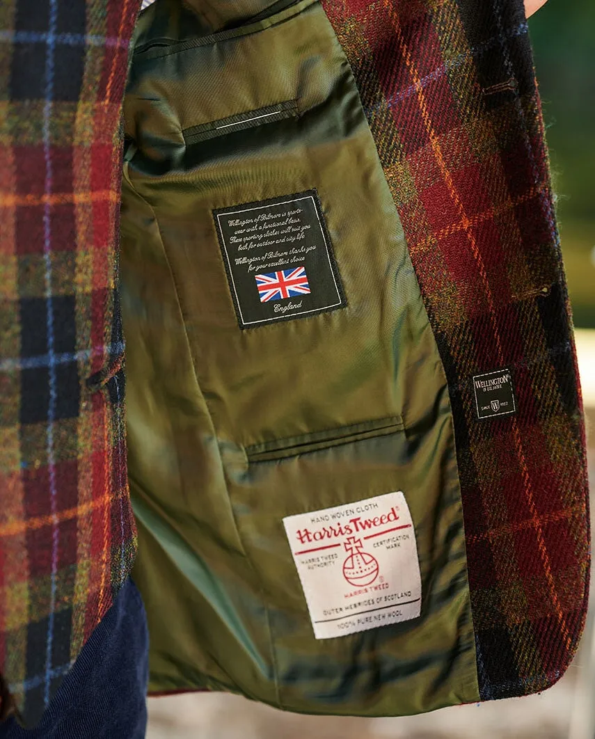 London tweed blazer, Harris Tweed, vinrød/blå/grøn tern - check of island