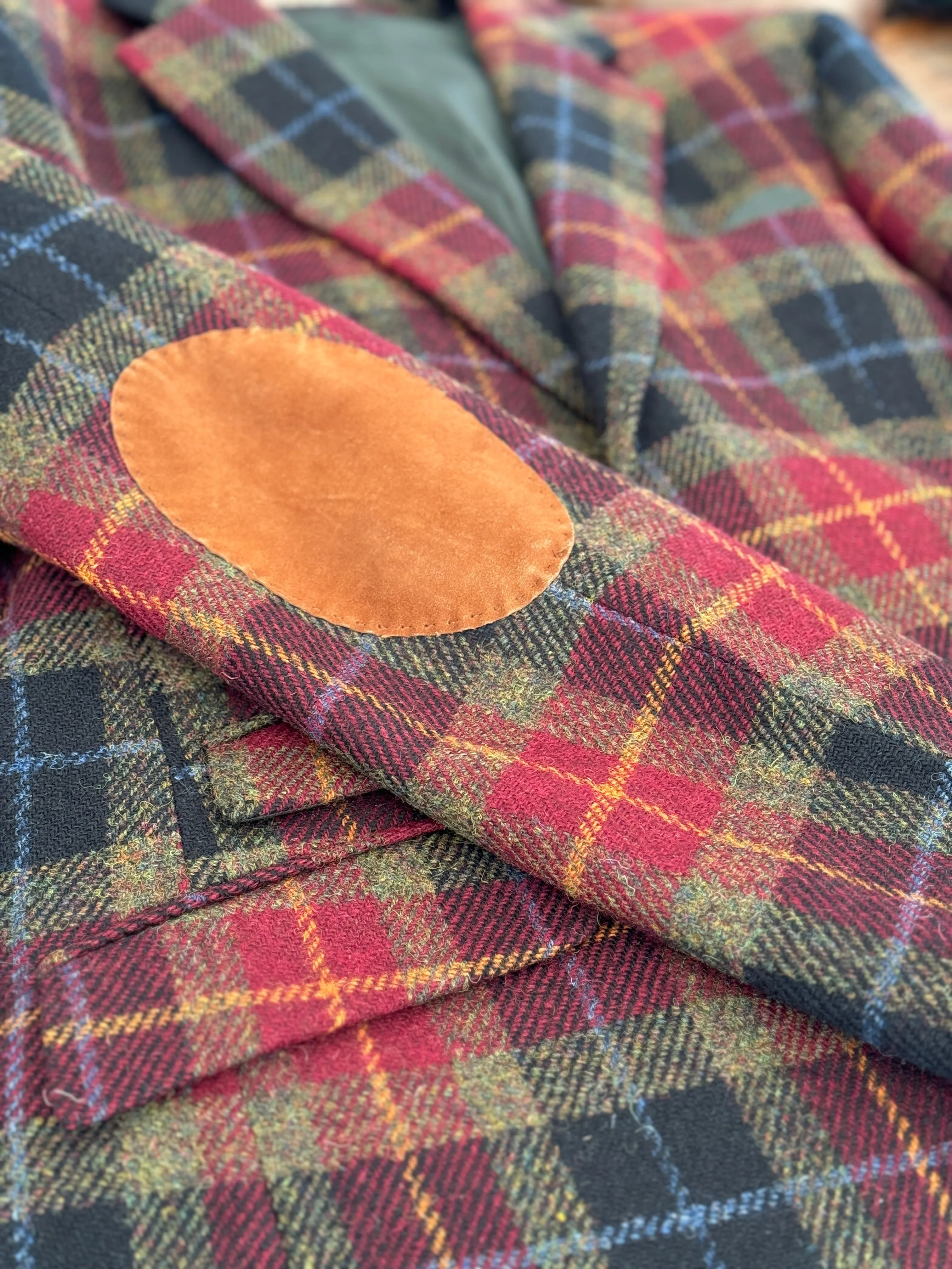 London tweed blazer, Harris Tweed, vinrød/blå/grøn tern - check of island