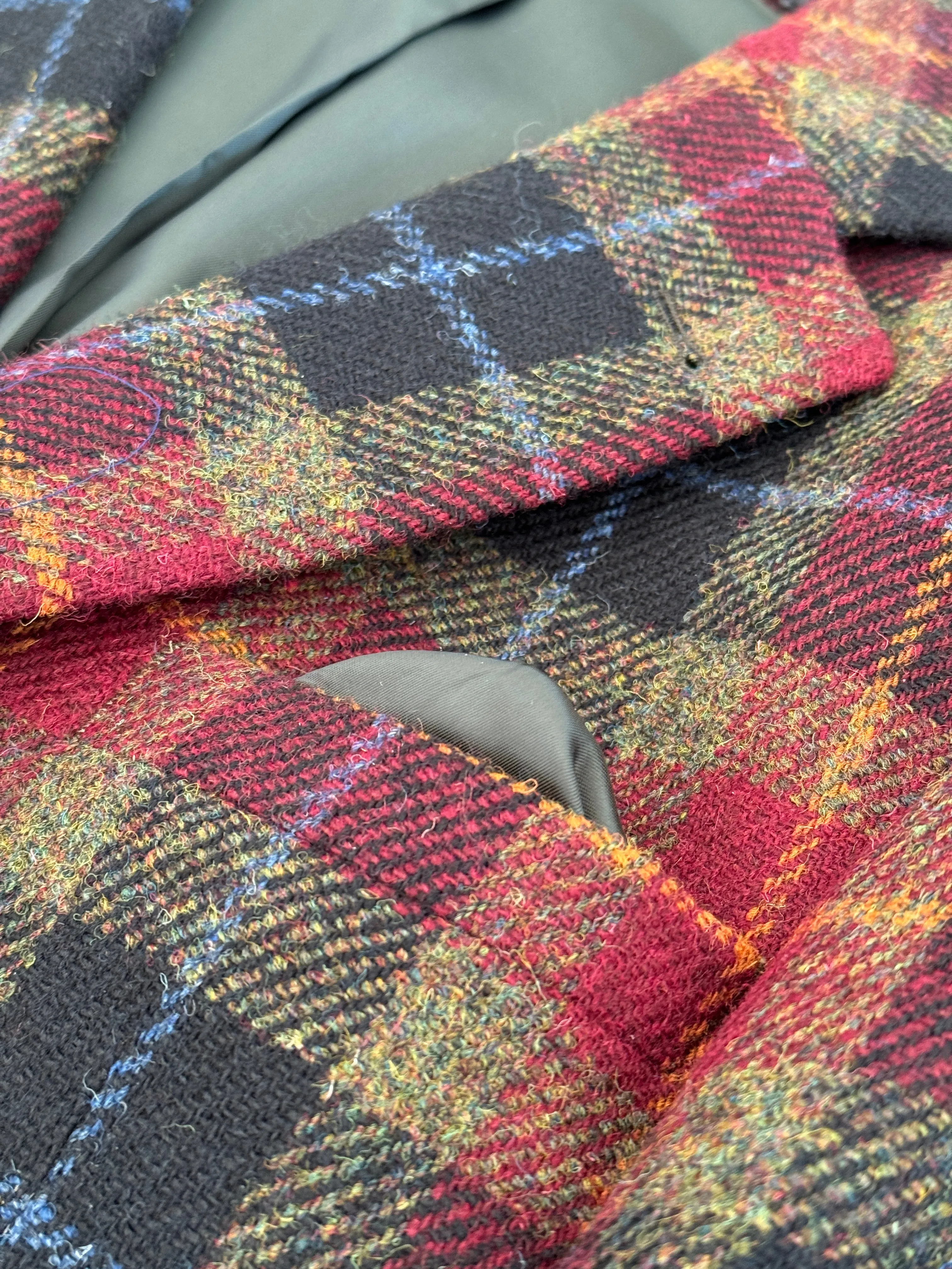 London tweed blazer, Harris Tweed, vinrød/blå/grøn tern - check of island