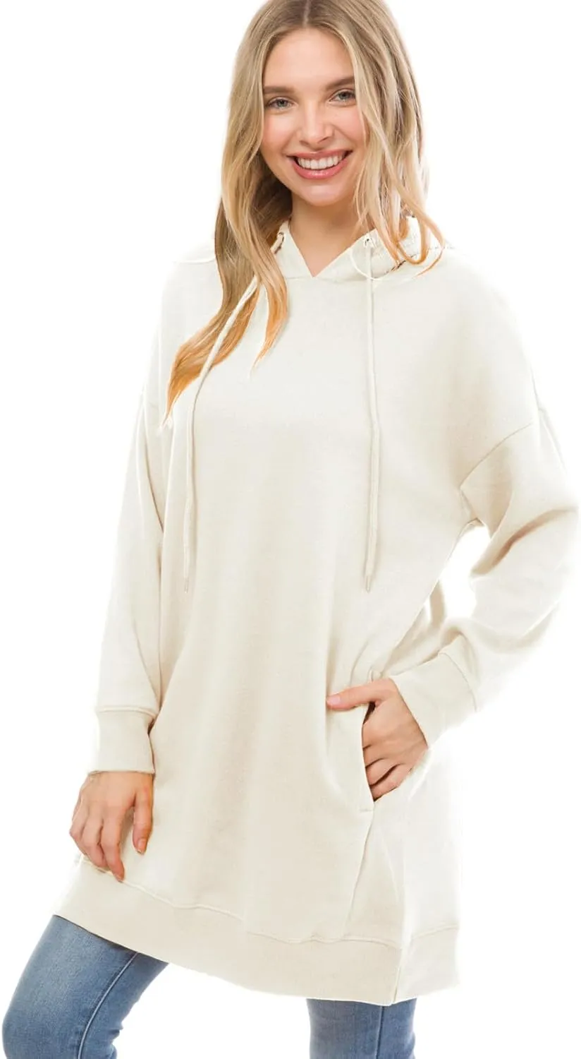 MixMatchy Women's Casual Long Sleeve Fleece Hoodie Fall Sweatshirts Hooded Pullover Tunic
