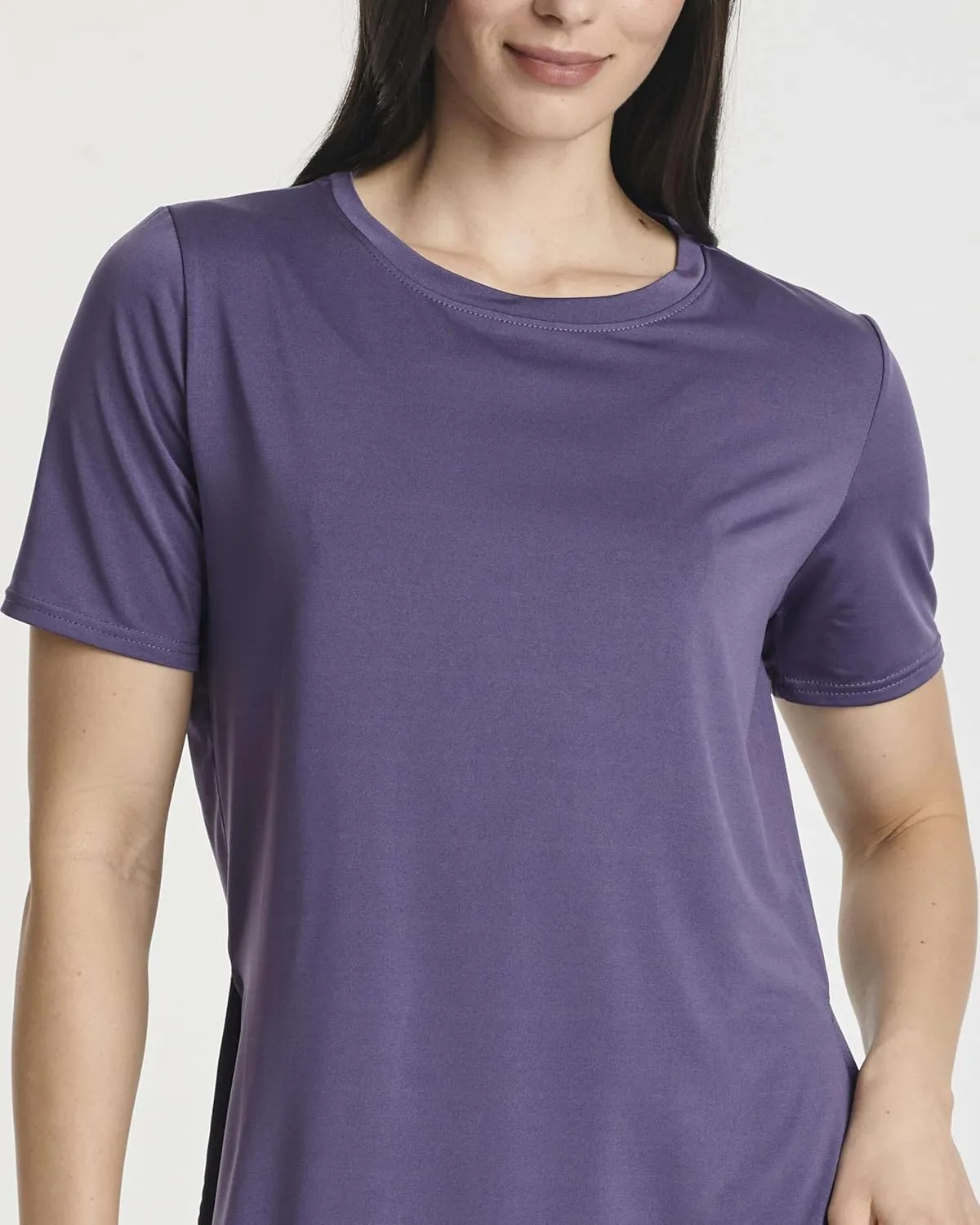 Real Essentials 5 Pack: Women's Short Sleeve Active Workout T-Shirts - Dry Fit Gym Tops with Split Hem (Plus Sizes)