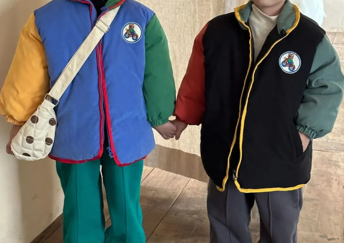 Retro Color-Block Splicing Parka