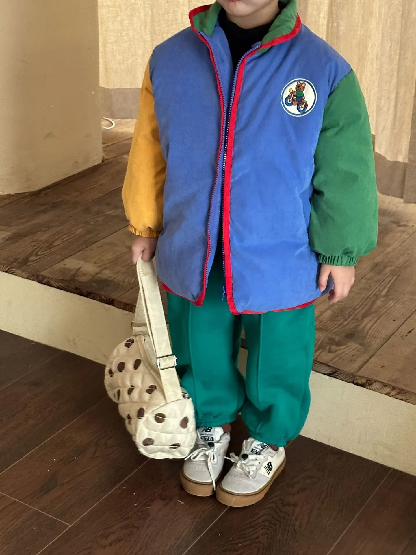 Retro Color-Block Splicing Parka