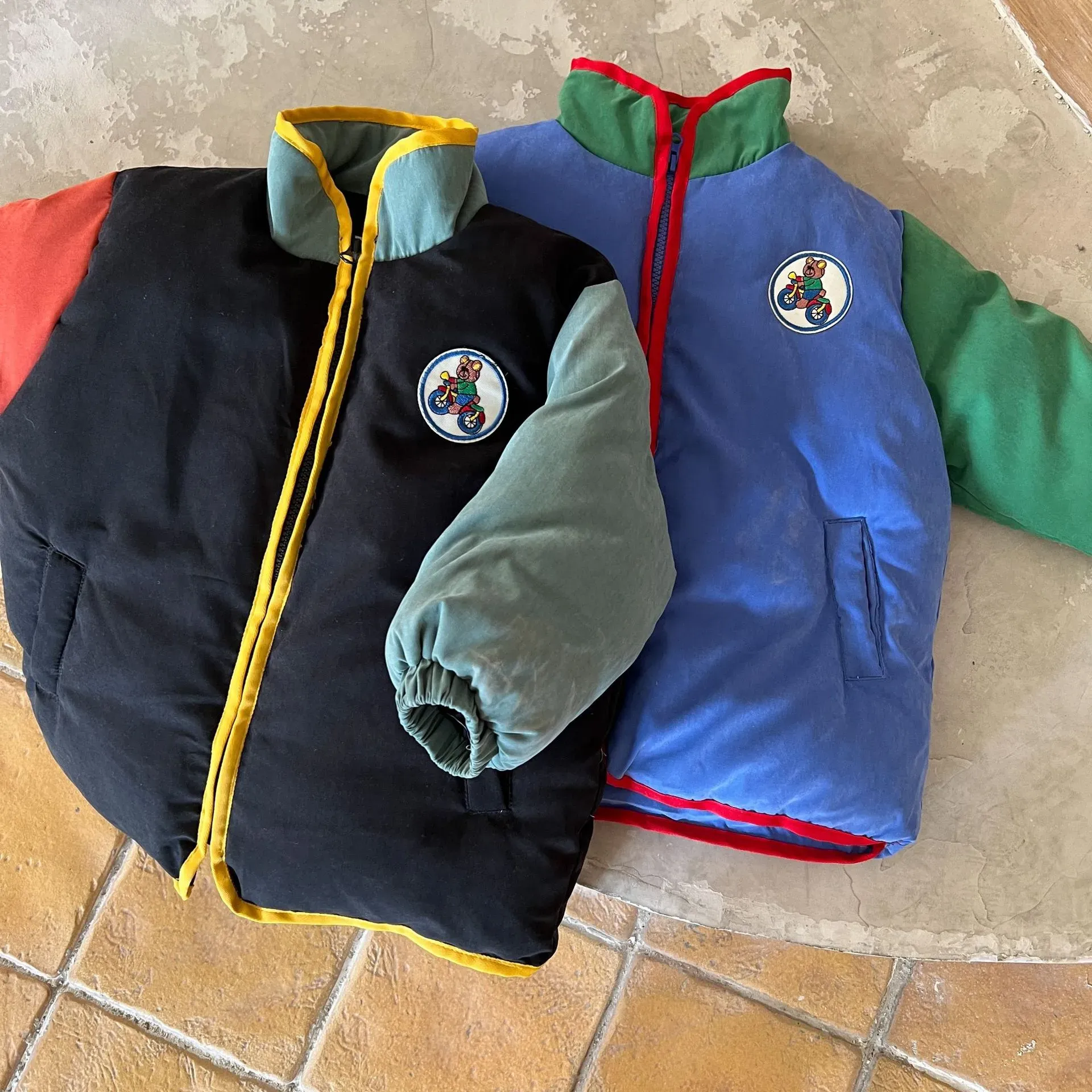 Retro Color-Block Splicing Parka