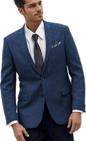 Retro Herringbone Mens Suit Jackets Tweed Slim Fit Sport Coats Prom Business Blazer Casual Men Tux Jacket Wedding Blazers