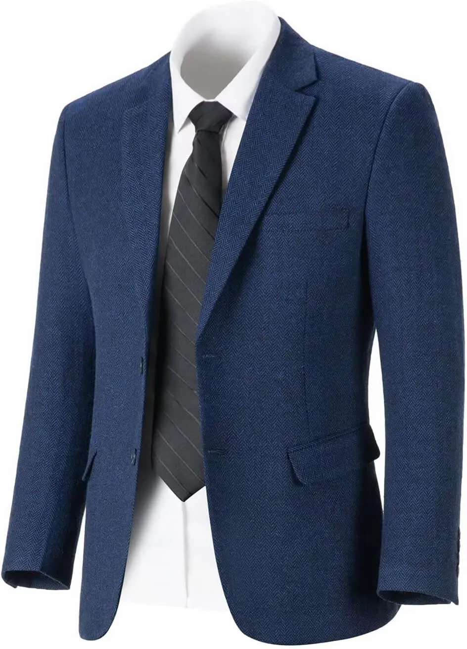 Retro Herringbone Mens Suit Jackets Tweed Slim Fit Sport Coats Prom Business Blazer Casual Men Tux Jacket Wedding Blazers
