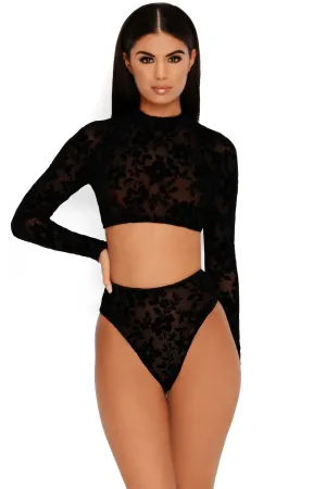 Sheerly Beloved Floral Underwear Bottoms in Black